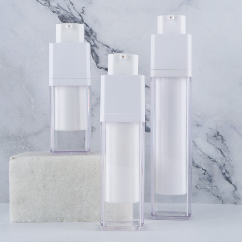 AS white transparent rotating square bottle vacuum press empty bottle 15ml30ml50ml lotion convenient sub-bottle