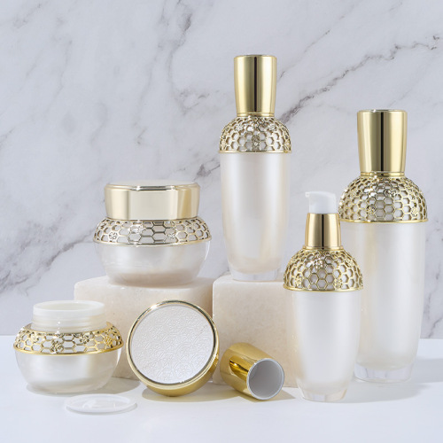 Acrylic lotion cream bottle high-end cosmetic packaging set empty bottle pearlescent essence liquid packaging material press pump head