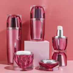 High-end red diamond cosmetic bottle vacuum set acrylic lotion skin care bottle lotion sub-bottle wholesale
