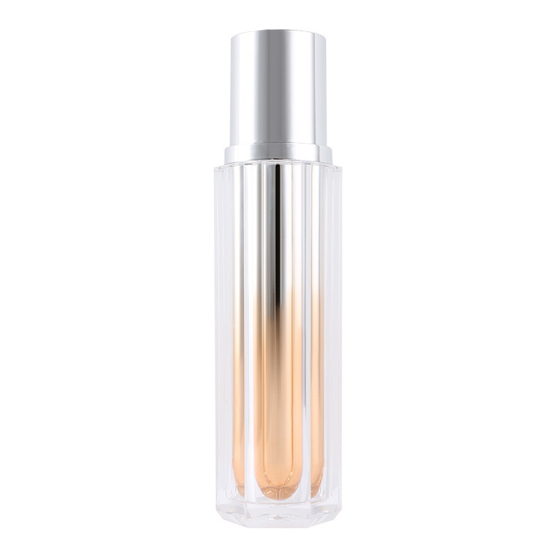 Acrylic double-layer gradient hexagonal cosmetics packaging bottle small batch packaging material vacuum press lotion bottle