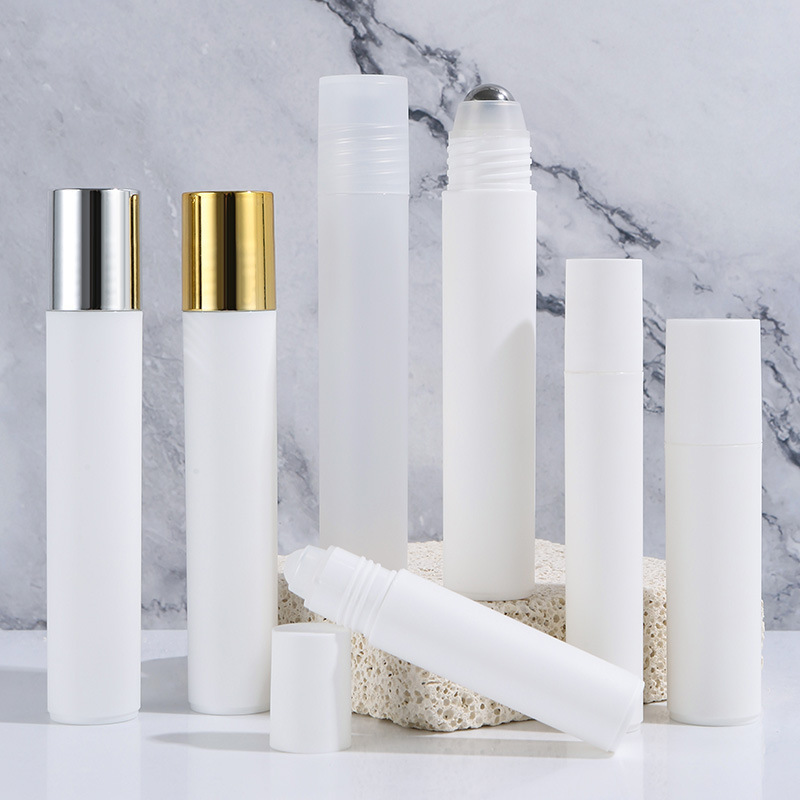 10ml white pp plastic roller ball bottle steel ball eye essential oil empty bottle cosmetics bottle