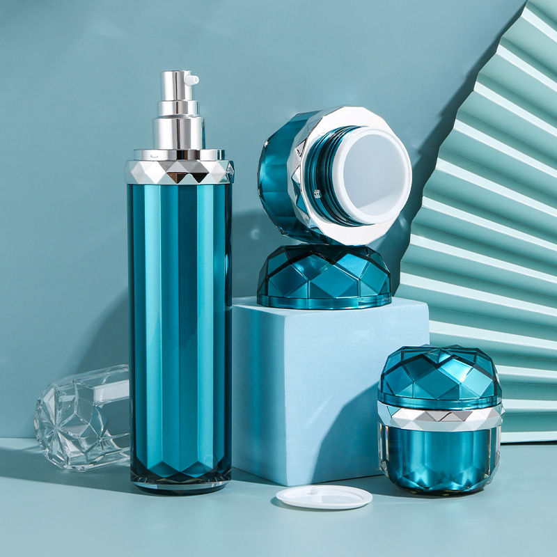 High-end lotus 100-corner bottle acrylic plastic cream lotion vacuum packaging bottle cosmetic packaging set