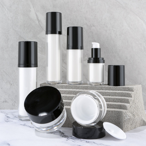 Black and white simple cosmetic set bottle lotion cream packaging empty bottle acrylic vacuum bottle packaging material batch