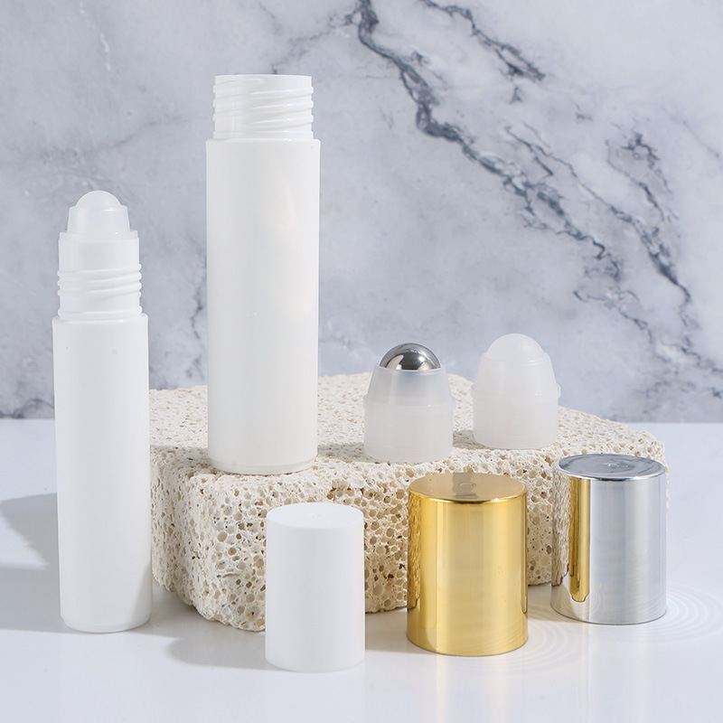 10ml white pp plastic roller ball bottle steel ball eye essential oil empty bottle cosmetics bottle