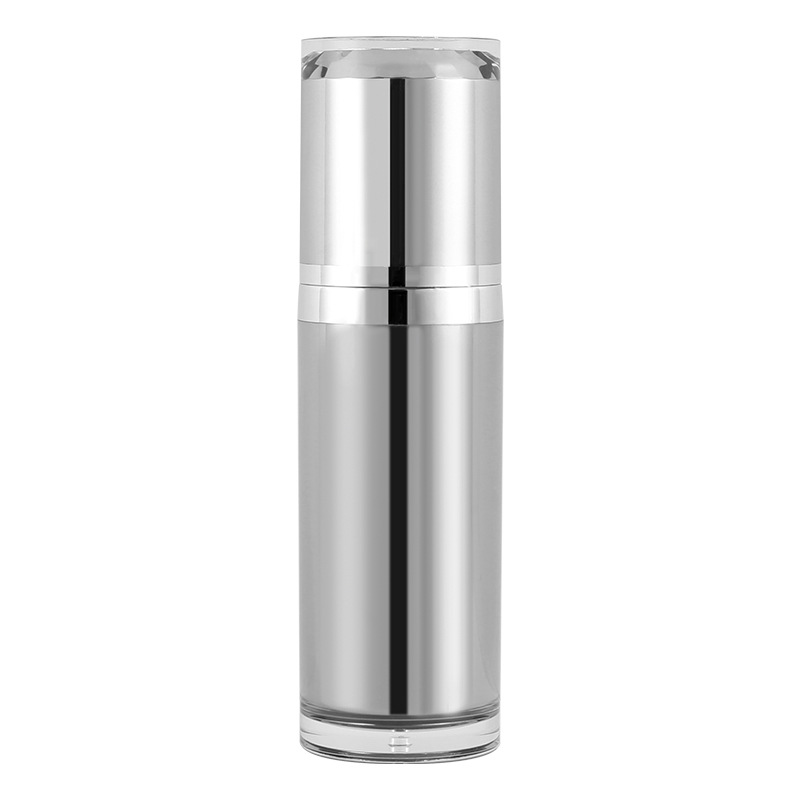 High-grade straight round bottle, vacuum bottle, silver cream bottle, high-grade plastic cosmetic packaging set bottle