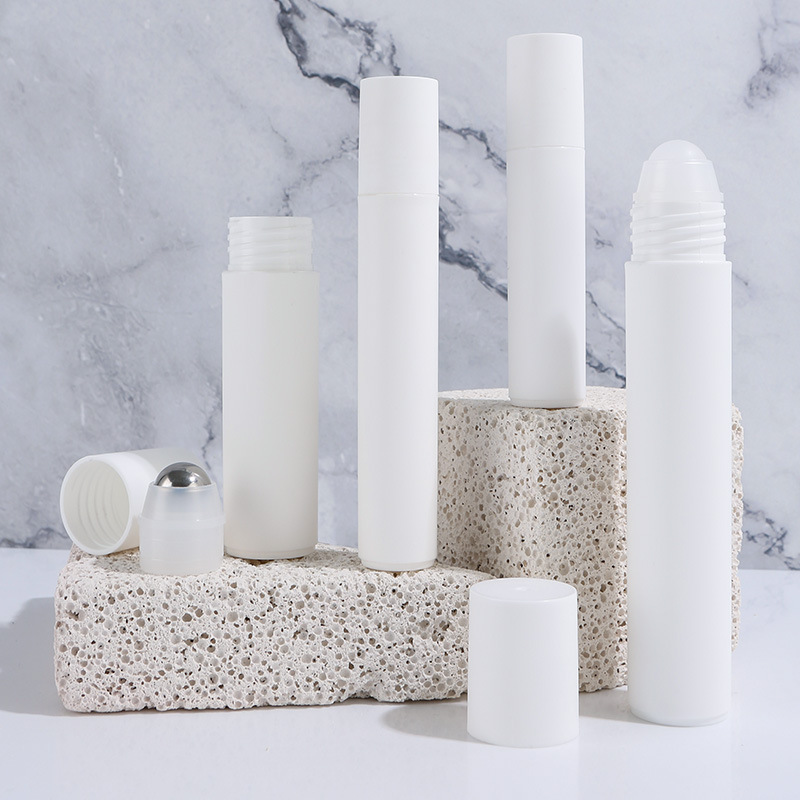 10ml white pp plastic roller ball bottle steel ball eye essential oil empty bottle cosmetics bottle