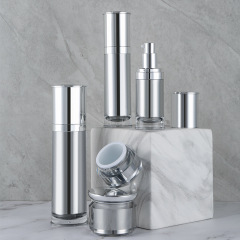 Acrylic lotion bottle set plastic silver reverse edge bottle cosmetic portable bottle packaging material skin care product sub-bottle