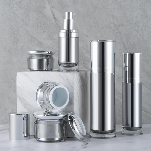 Acrylic lotion bottle set plastic silver reverse edge bottle cosmetic portable bottle packaging material skin care product sub-bottle