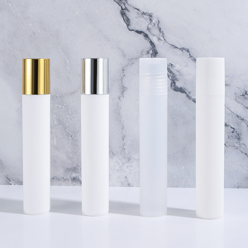10ml white pp plastic roller ball bottle steel ball eye essential oil empty bottle cosmetics bottle