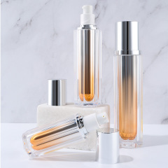 Acrylic double-layer gradient hexagonal cosmetics packaging bottle small batch packaging material vacuum press lotion bottle
