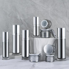 Acrylic lotion bottle set plastic silver reverse edge bottle cosmetic portable bottle packaging material skin care product sub-bottle