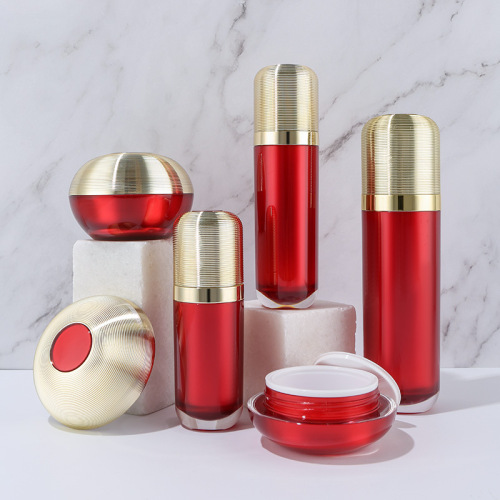 Acrylic empty bottle set high-end red capsule sub-bottle vacuum press cream lotion bottle packaging material batch
