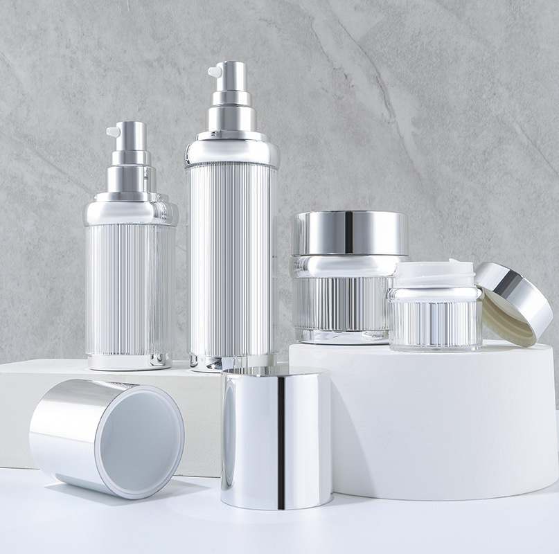 Silver customized skin care product set series bottle lotion essence acrylic bottle 50g cream face cream bottle