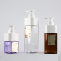 300/500/720ml square cover bottle PET contrast color washing bottle packaging material shampoo and shower gel bottle