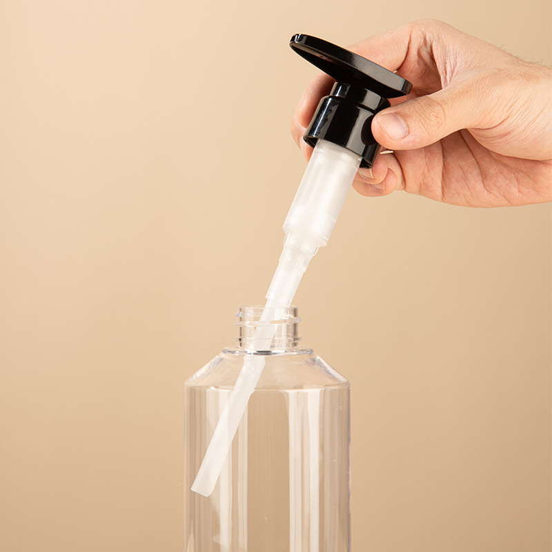 Transparent PET push bottle 300/460/800ml cleaning packaging material shampoo shower gel bottle