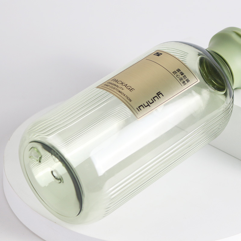 300-500ml side vertical stripes PET plastic bottle shampoo shower gel bottle fragrance beads bottle