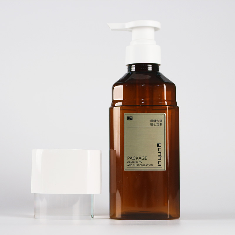 300/500/720ml square cover bottle PET contrast color washing bottle packaging material shampoo and shower gel bottle