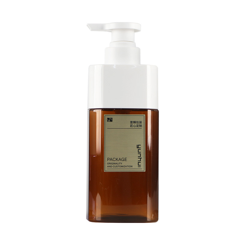 300/500/720ml square cover bottle PET contrast color washing bottle packaging material shampoo and shower gel bottle