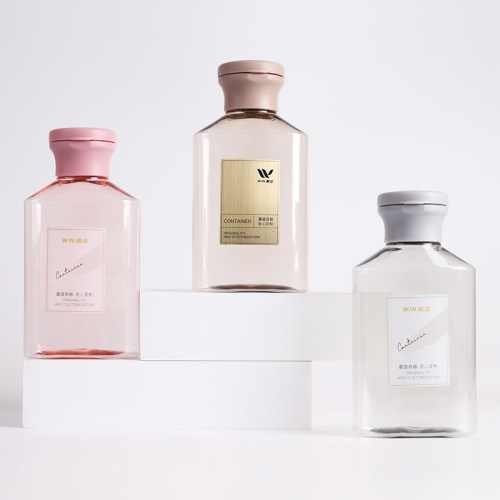 PET leakproof flip cover oblique shoulder flat bottle 200/300/400/500ml body lotion washing bottle container