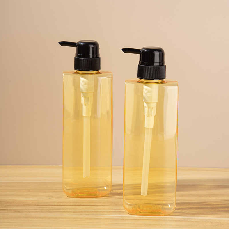 PET shampoo bottle cosmetic packaging flat bottle 400ml shower gel lotion bottle body lotion bottle