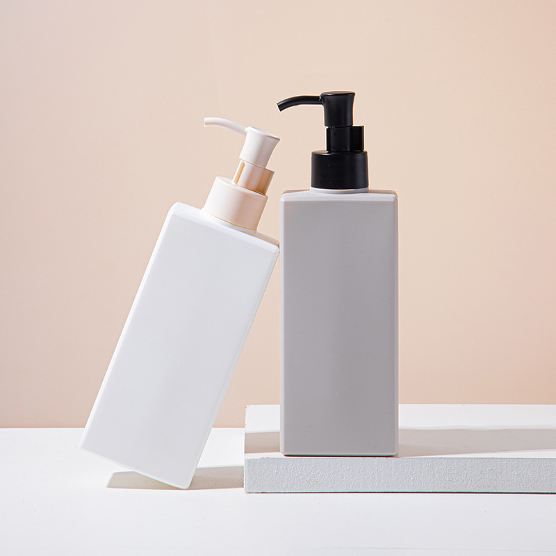PE flat square plastic bottle packaging hotel high-end lotion bottle 300ml shampoo bottle shower gel bottle