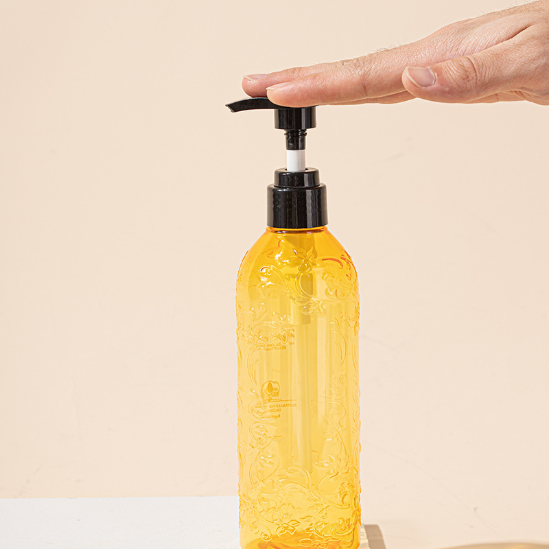 PET shampoo bottle with carved pattern 300/500ml toner bottle high-end shower gel bottle