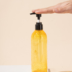 PET shampoo bottle with carved pattern 300/500ml toner bottle high-end shower gel bottle