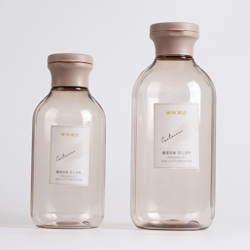 300-500ml side vertical stripes PET plastic bottle shampoo shower gel bottle fragrance beads bottle