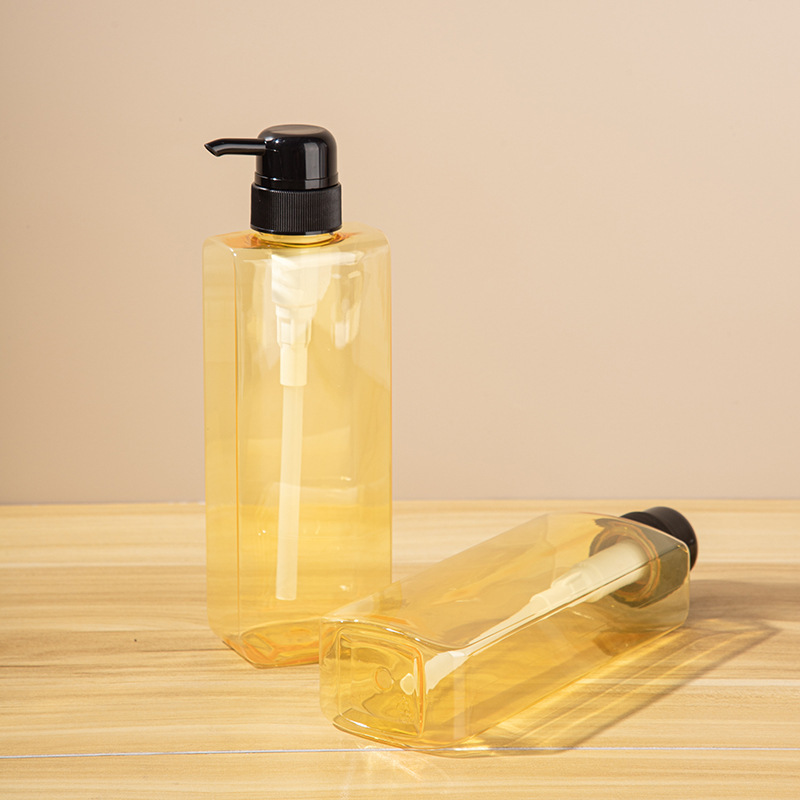 PET shampoo bottle cosmetic packaging flat bottle 400ml shower gel lotion bottle body lotion bottle