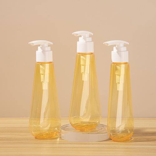 130ml Transparent Yellow PET Flat Pump Bottle