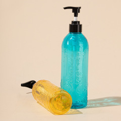 PET shampoo bottle with carved pattern 300/500ml toner bottle high-end shower gel bottle
