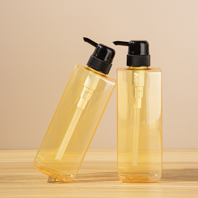 PET shampoo bottle cosmetic packaging flat bottle 400ml shower gel lotion bottle body lotion bottle