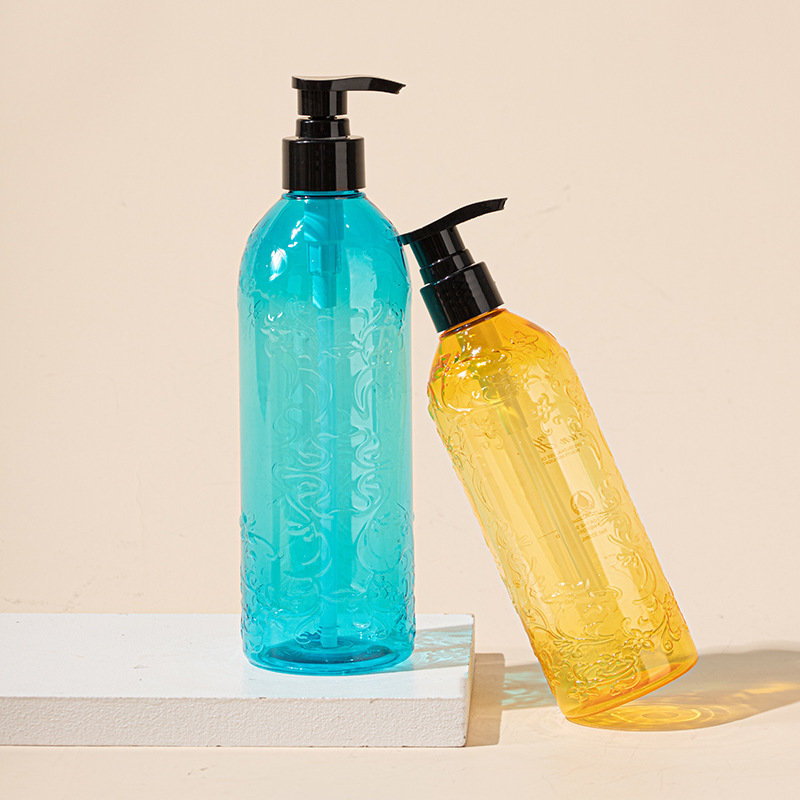 PET shampoo bottle with carved pattern 300/500ml toner bottle high-end shower gel bottle