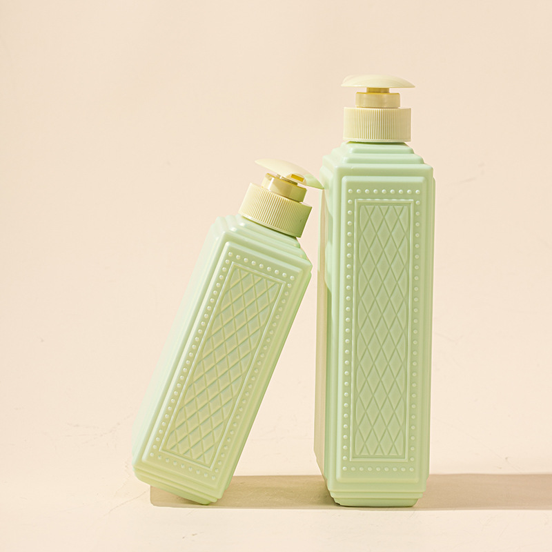PE square bottle carved special-shaped bottle 480ml lotion bottle shower gel bottle 730ml shampoo bottle