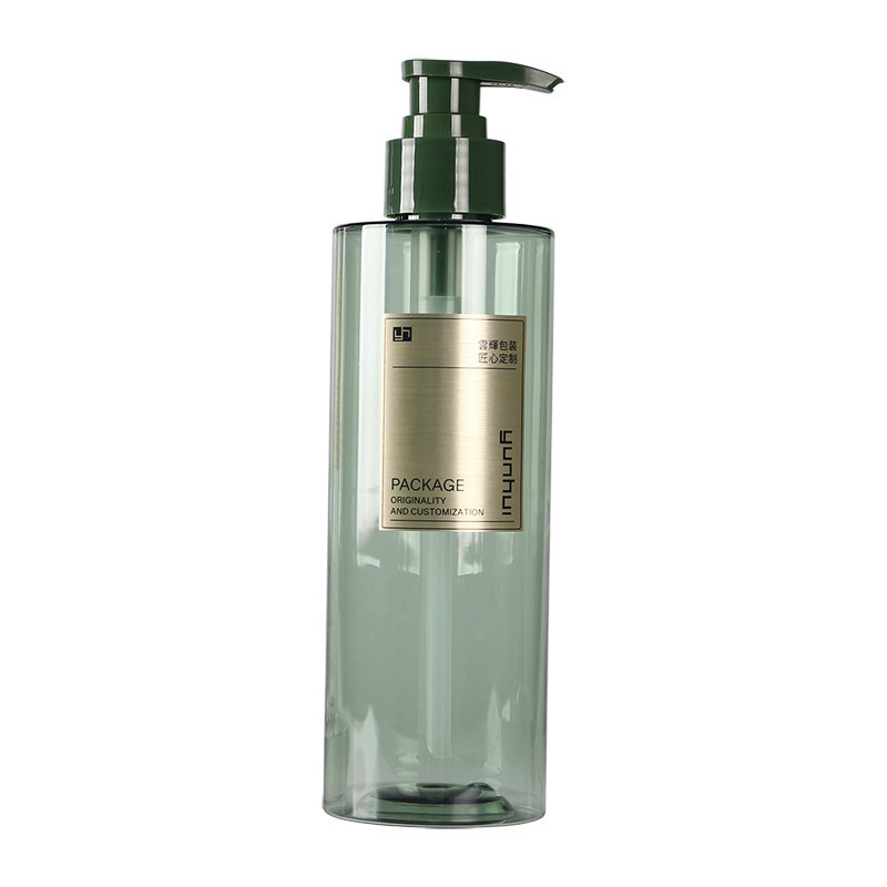 250ml flat shoulder cylindrical shampoo bottle 350ml shower gel bottle PET lotion bottle packaging material