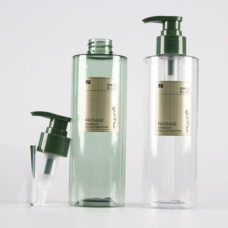 250ml flat shoulder cylindrical shampoo bottle 350ml shower gel bottle PET lotion bottle packaging material
