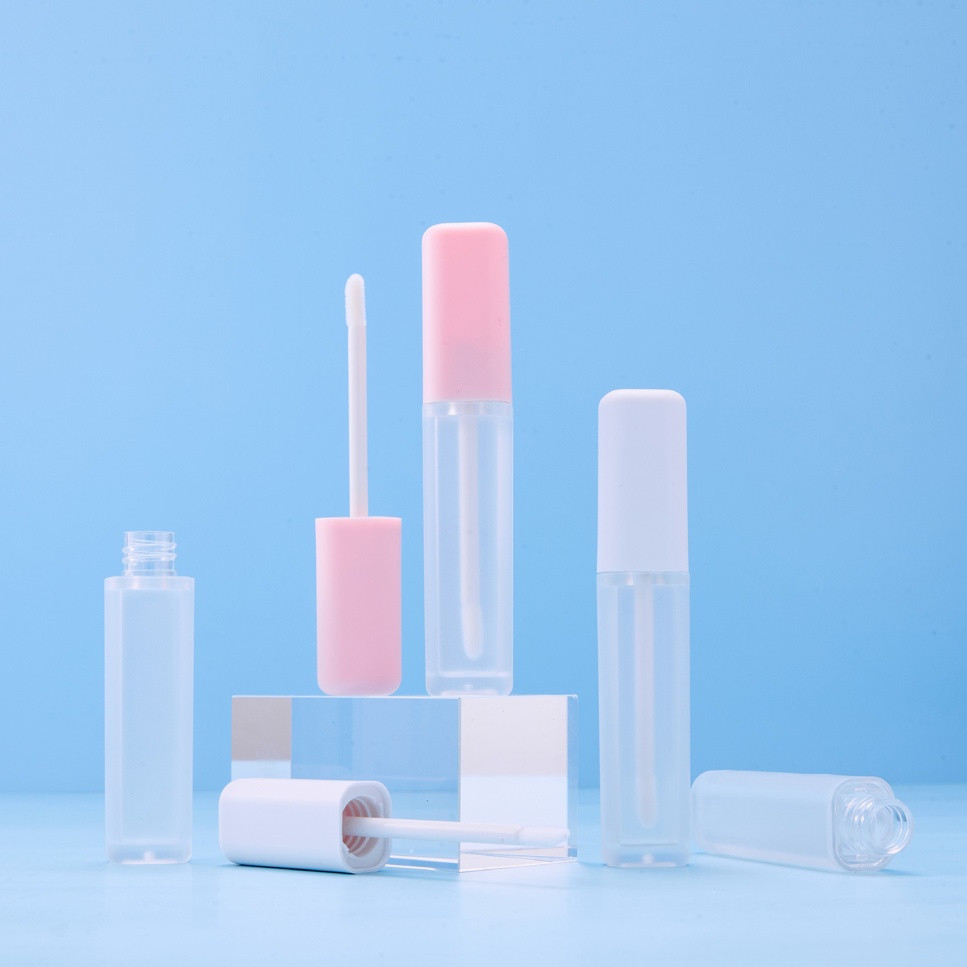 Square matte lip glaze lip gloss tube Rubber paint pink white lip glaze lipstick tube empty bottle capacity 6ml makeup empty bottle