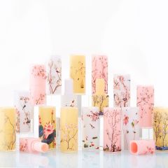 Elegant frosted translucent square lipstick tube Chinese style fresh classical 3D printed magpie flower and bird lipstick shell