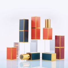 Handmade DIY lipstick materials Orange red green leather texture lipstick tube 3D printed magnetic buckle lipstick empty tube