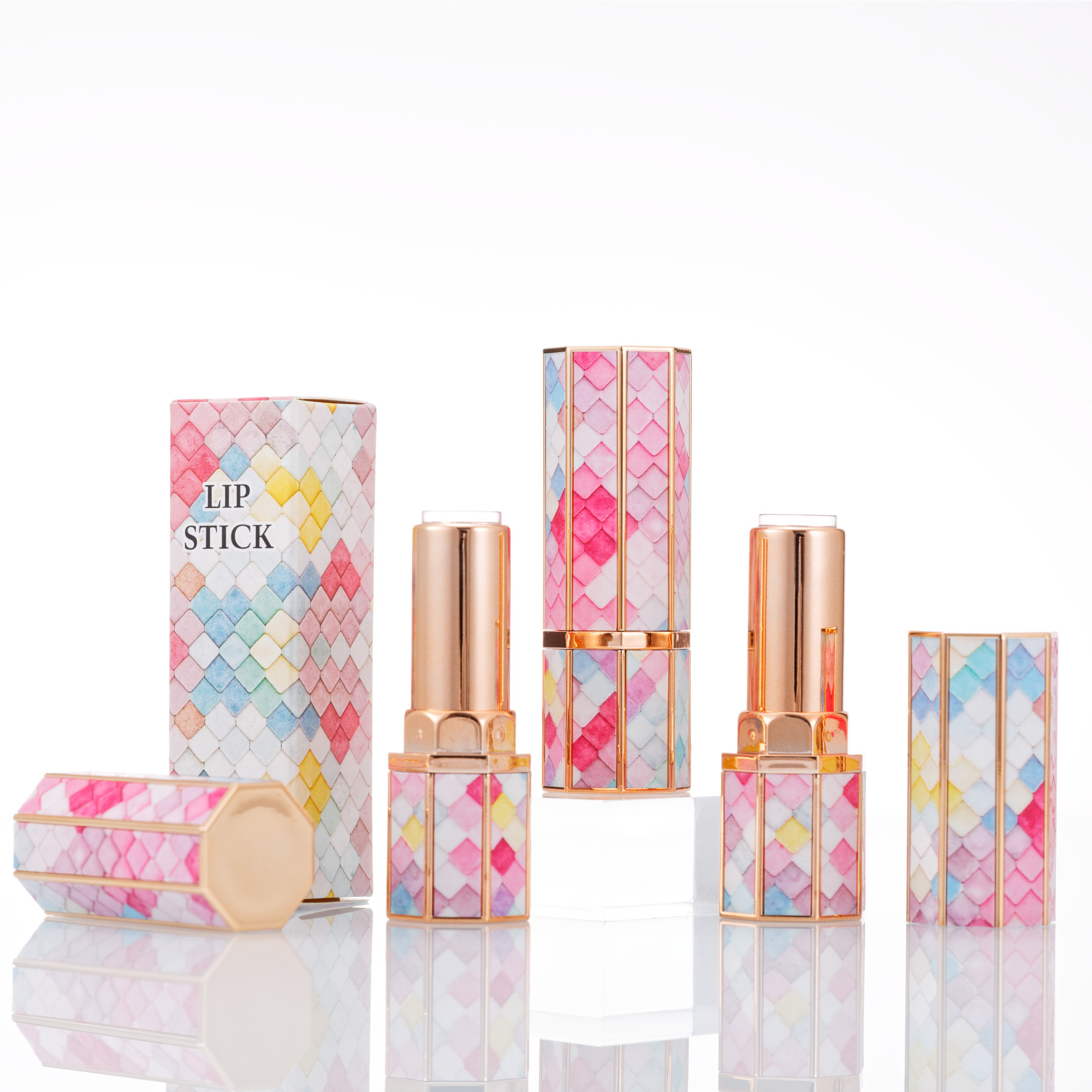 Supply lipstick empty tube fish scale lucky cat marble octagonal 3D lipstick empty tube handmade patch empty tube