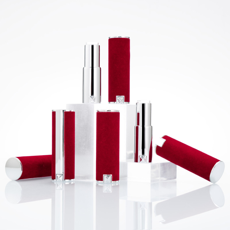 Round lipstick tube empty tube red velvet lambskin lipstick tube DIY homemade lipstick lipstick tube