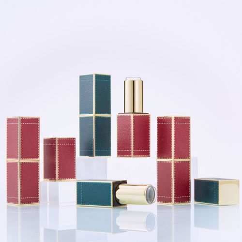 Handmade DIY lipstick materials Orange red green leather texture lipstick tube 3D printed magnetic buckle lipstick empty tube