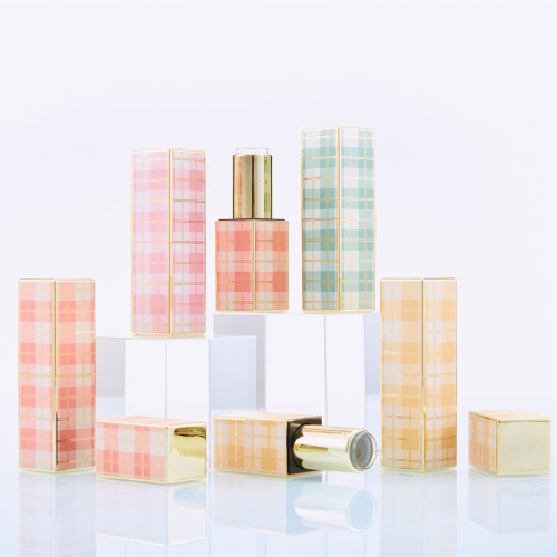 Handmade DIY homemade lipstick materials Multicolor checkered lipstick tube empty tube Fashion checkered magnetic buckle tube empty shell