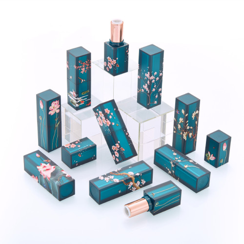 Handmade DIY homemade lipstick material green frosted texture lipstick empty tube bird song and flower fragrance series lipstick empty shell