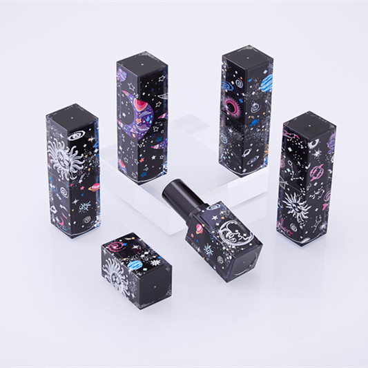 Lipstick tube empty tube lipstick packaging material square 3D printing starry sky series weighted empty shell manufacturer wholesale