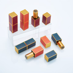 Handmade DIY lipstick materials Orange red green leather texture lipstick tube 3D printed magnetic buckle lipstick empty tube