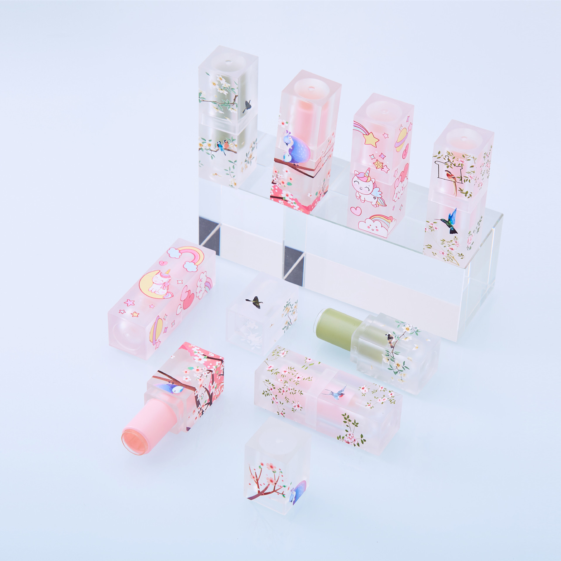 DIY homemade lipstick lipstick tube matte transparent 3D unicorn lipstick tube homemade lipstick shell packaging material