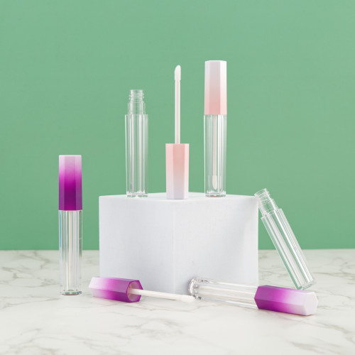 Hexagonal gradient lip gloss empty tube capacity 5ml transparent hexagonal lip glaze sub-bottle lipstick tube makeup packaging material