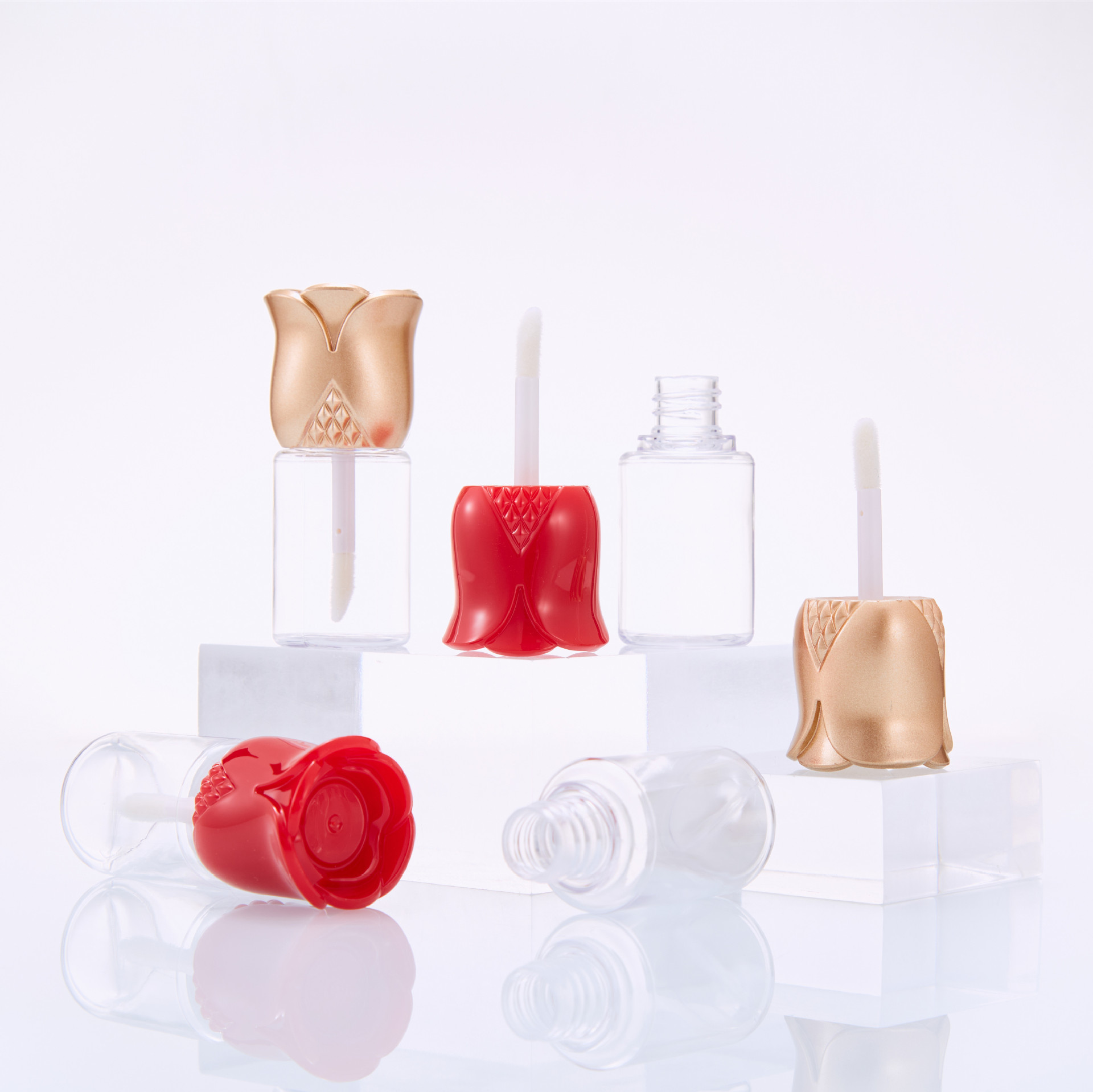 Rose DIY lip glaze tube lipstick empty tube injection molded transparent lip gloss tube cosmetic tube supply manufacturer wholesale