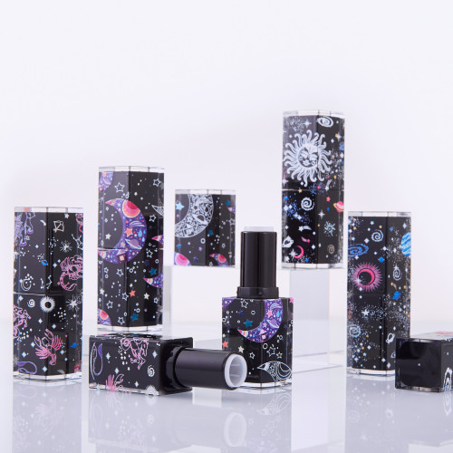 Lipstick tube empty tube lipstick packaging material square 3D printing starry sky series weighted empty shell manufacturer wholesale